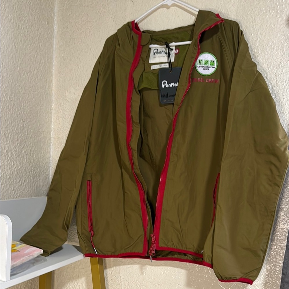 Panfila Olive Green Jacket with Red Accents